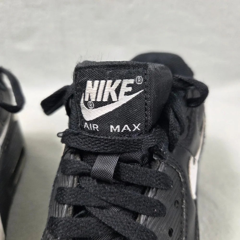 Nike Air Max 90 LTR GS Black White Leather Sneakers CD6864-010 Kids 5.5Y